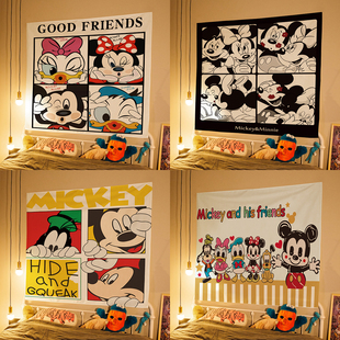 卡通米奇背景布可爱唐老鸭米妮房间装饰挂布儿童房间拍照挂毯墙布