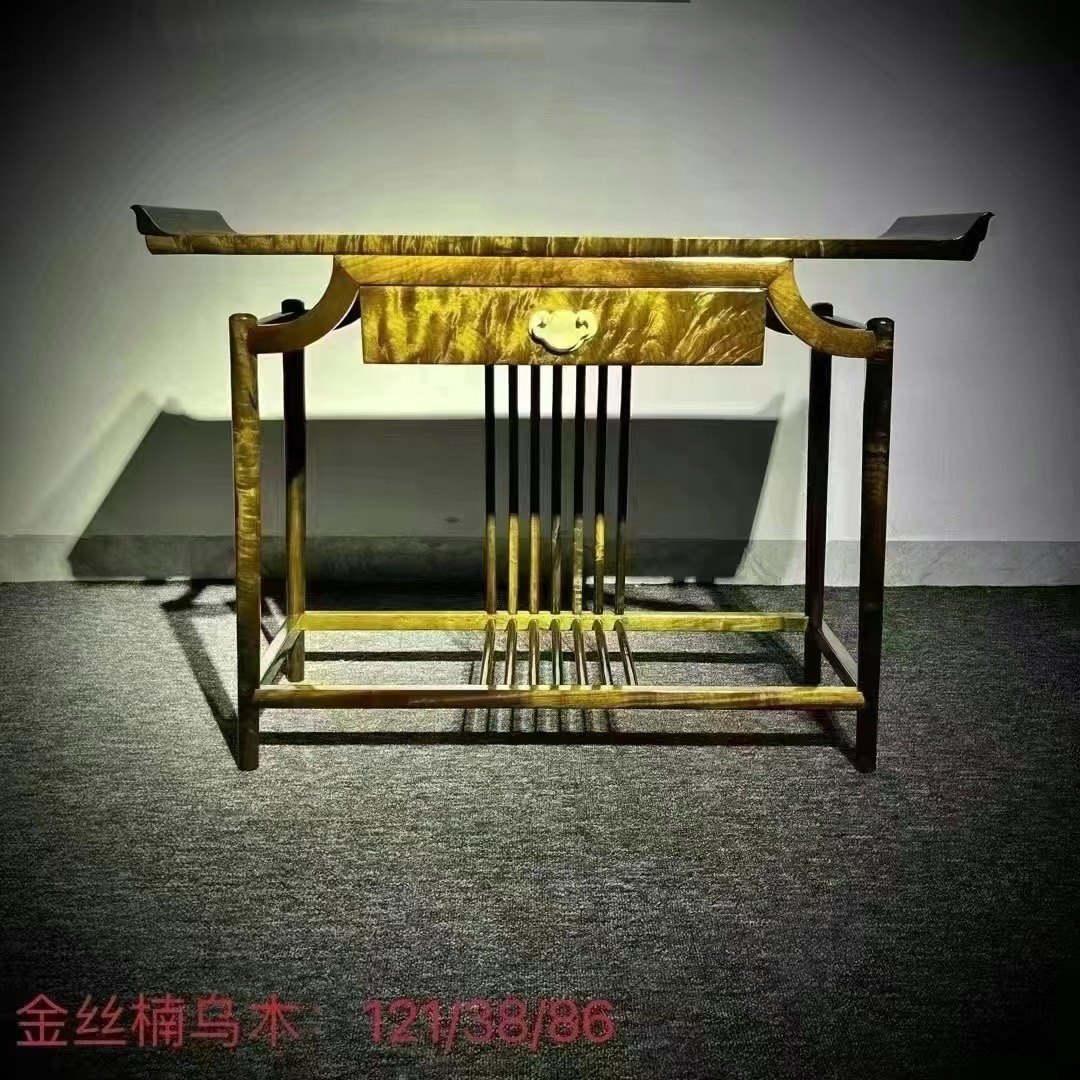 金丝楠木阴沉木条案小叶桢楠千年乌木玄关柜供桌实木翘头案收藏