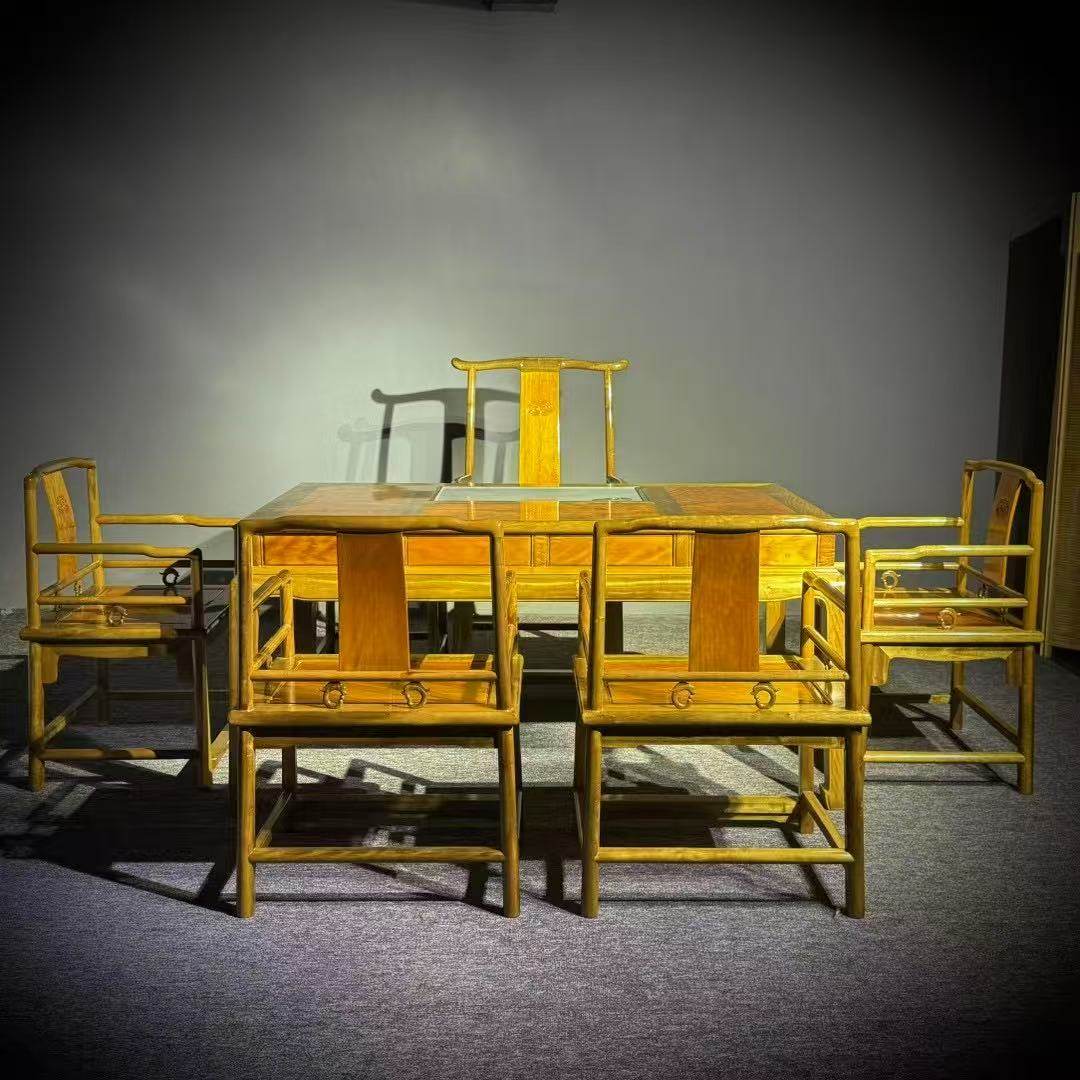 金丝楠木陈料茶桌四川小叶桢楠水波功夫茶台实木新中式现代家具