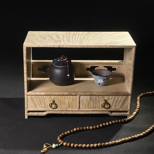 金丝楠木原木实木博古架桌面多宝格茶叶架复古带抽屉储物架摆件架