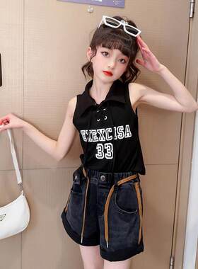 女童夏装时髦背心甜酷新款洋气时尚小女孩夏季短款百搭潮童短上衣