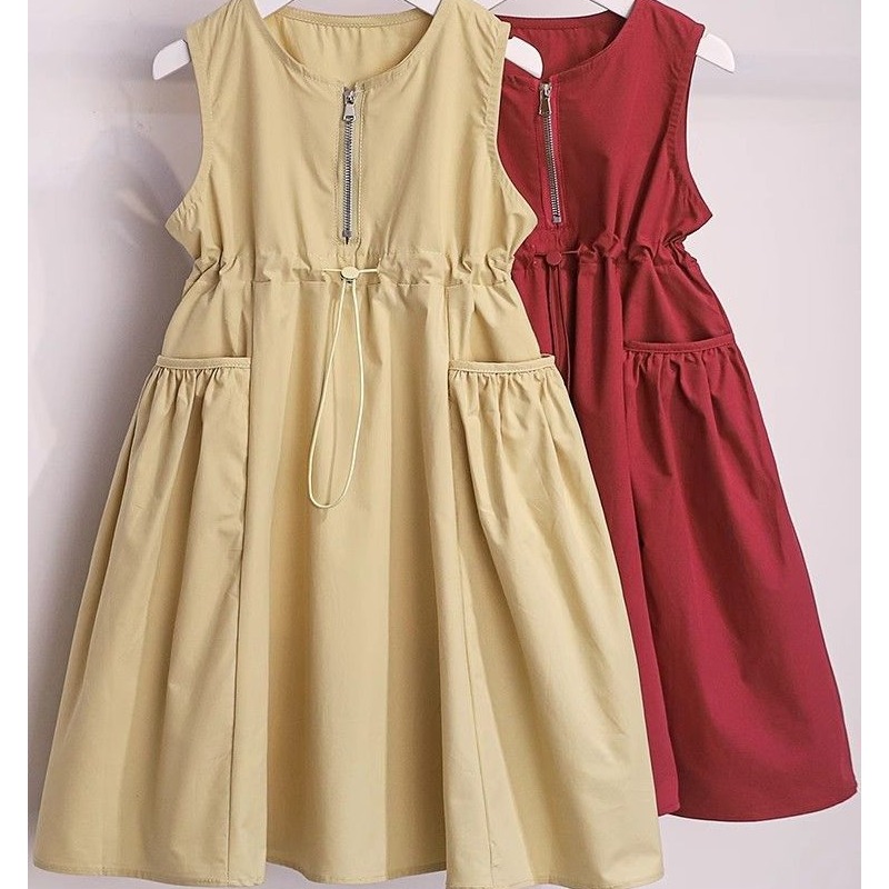 女童连衣裙夏装百搭新款女孩夏季大口袋休闲裙童装儿童洋气背心裙