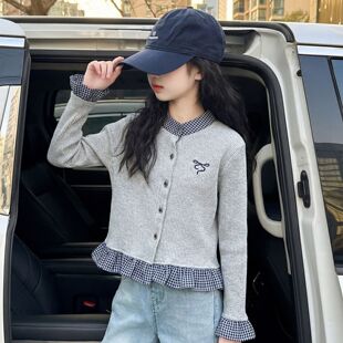 女童假两件打底衫春装百搭新款大童女孩修身t恤春秋儿童长袖春装