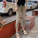 牛仔褲 女大碼 薄款 高腰直筒顯瘦八分煙管褲 彈力開叉七分褲 2024夏季