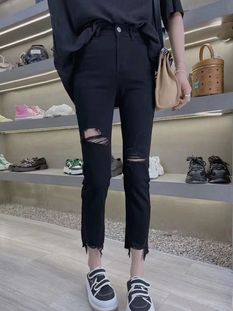 直筒烟管牛仔裤九分薄款夏季