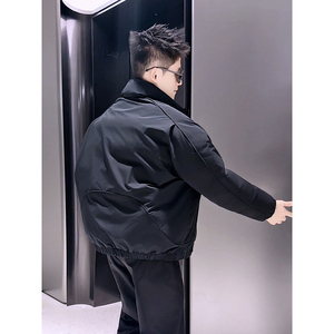 F56-P138 冬季宽松微阔立领龟背设计潮男保暖棉衣外套图片