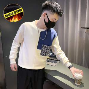 6688-P78 冬季拼色个性潮牌长袖加绒加厚保暖男士卫衣-6 控108图片
