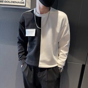 6623-P58 秋冬拼接潮流圆领套头男卫衣 控78图片