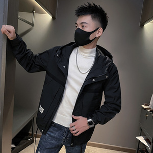6582-P95工装连帽外套男春秋新款潮牌纯色休闲夹克上衣控135