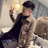 JK162-P128加厚羊羔绒拼接棉衣男冬季保暖修身小码外套，男装棉衣，电商D319