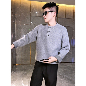 M58-P98 高级感潮男假两件圆领针织毛衣外套图片