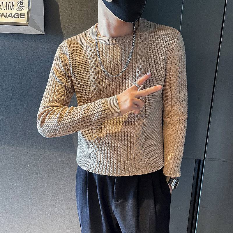 6638-特P69秋冬花纹纯色个性青少年内搭毛衣打底衫男-1控99,男装针织衫/毛衣,电商D319