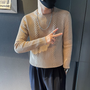 6638-特P69 秋冬花纹纯色个性青少年内搭毛衣打底衫男-1 控99图片