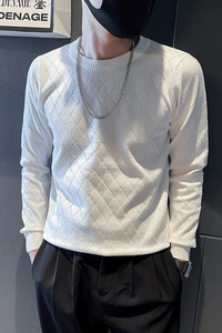 6621-特P59 秋冬季菱形格毛衣男圆领内搭打底衫针织衫-3  控89图片