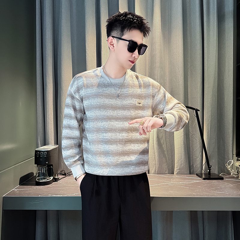W994-P68条纹卫衣男春秋季T恤长袖上衣内搭打底衫潮流外套t，男装T恤，电商D319