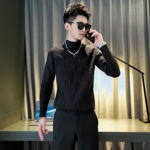 M26-P58 控78 男士冬季修身痞帅半高领针织毛衣图片