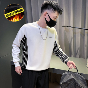 6695-P78 冬季拼接加绒加厚潮男卫衣-3 控108图片