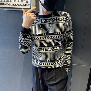 6611-P68 秋冬季圆领毛衣男长袖打底衫内搭痞帅线衣针织衫 控98图片