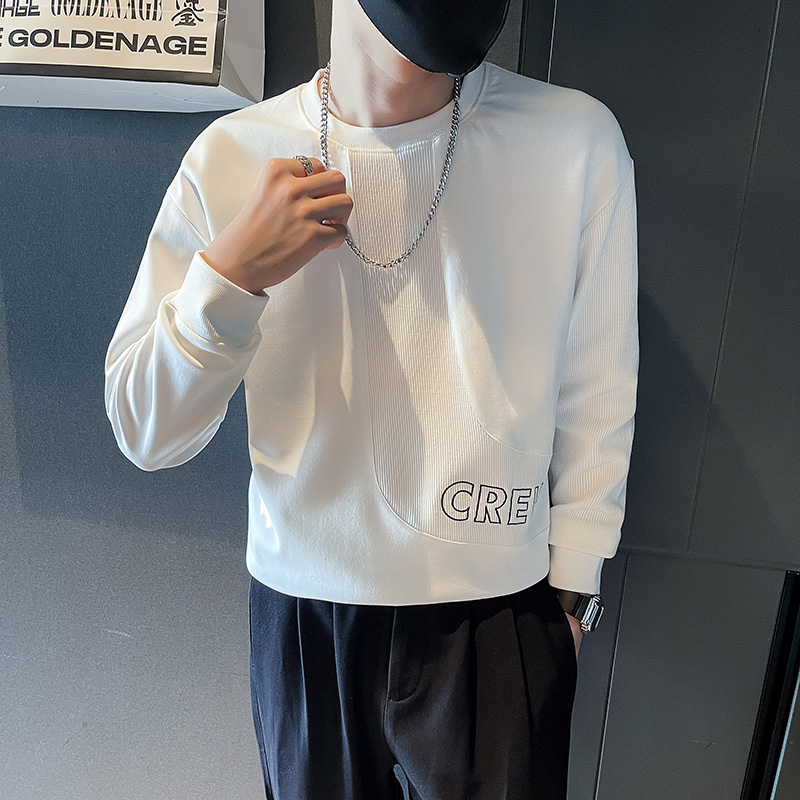 6643-P68秋季休闲纯色拼接个性打底衫长袖T恤男士卫衣-3控98，男装卫衣，电商D319