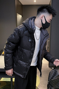 6671-P198 男款冬季纯色宽松羽绒服青少年连帽外套 控268图片