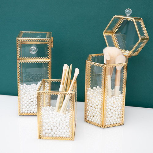 欧式玻璃化妆刷收纳桶桌面