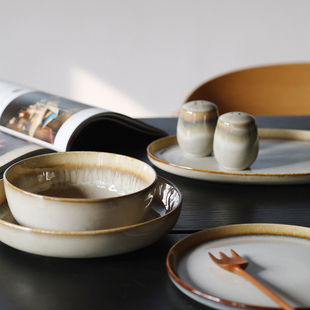 收集时光 流砂系列 陶瓷窑变釉沙拉盘 大鱼盘椭圆盘汤盘 麦片大碗