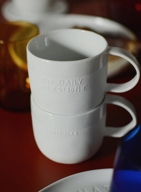 收集时光 Run forrest! 陶瓷白土内亮浮雕马克杯 手工咖啡杯