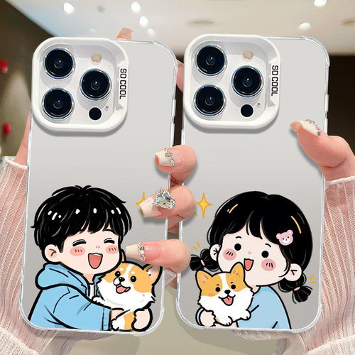 小众情侣一对新款适用小米15手机壳14华为mate70大孔荣耀400全包OPPOA5pro高级感VIVOX200苹果一加13狗狗柯基