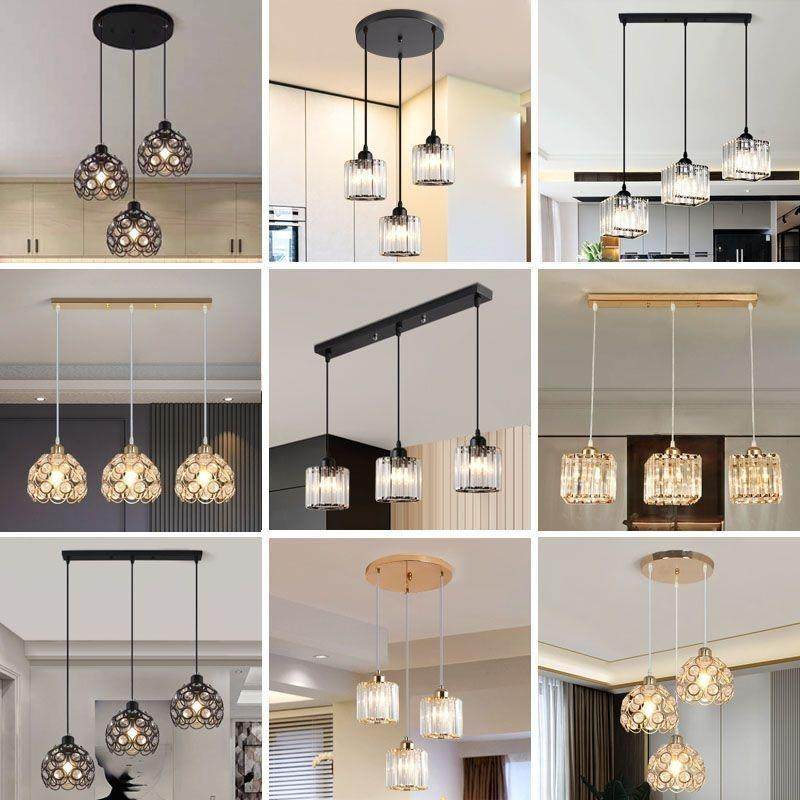 北欧餐厅吊灯三头吧台饭厅餐桌灯具水晶创意个性现代简约轻奢灯饰
