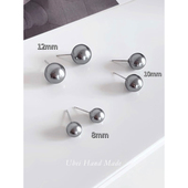 有北手作 高级感真多麻灰珍珠耳钉女灰色Fever博主同款 耳环耳饰