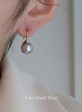 真多麻灰色高跟鞋珍珠耳环白百何同款气质百搭轻奢高级感耳饰女