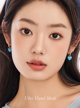 有北手作 滴釉爱心耳环女小众设计高级轻奢耳扣甜美几何百搭耳饰