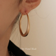 有北手作 大圈耳环女设计感欧美哑光磨砂圆耳圈2026新款 潮耳夹