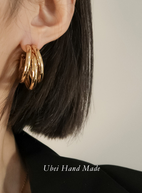 钟楚曦同款 百搭925银耳环欧美气质ins金色大圈圈耳钉耳饰高级感