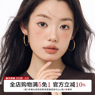 有北手作 复古金属拉丝扭曲大圈圈耳环小众设计高级轻奢百搭耳饰