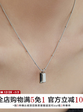 个性简约小方块吊坠项链