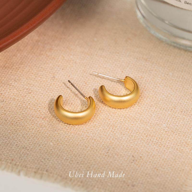 有北手作 法式复古百搭圈圈哑光金耳钉小众设计高级感通勤耳饰女,饰品/流行首饰/时尚饰品新,耳钉,淘宝优惠券,粉丝福利购,淘宝优惠卷