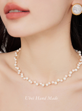 施家珍珠双层编织项链