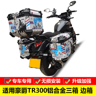 适用于豪爵TR300铝合金三箱边箱尾箱HJ300-3A改装后备箱支架配件