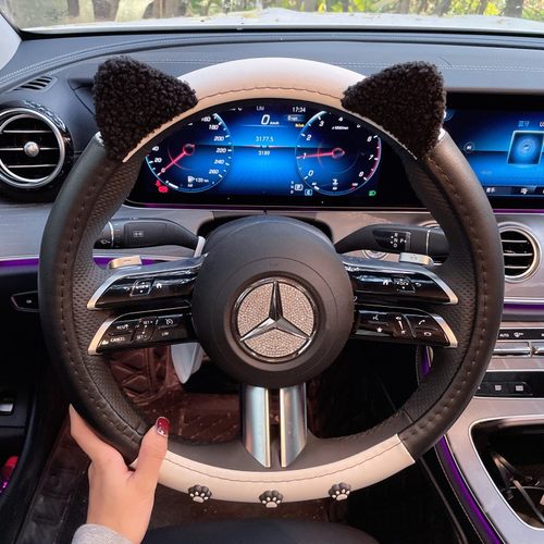 猫爪汽车方向盘套可爱冬季