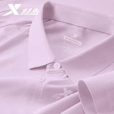 特步Polo衫女透气正肩翻领短袖