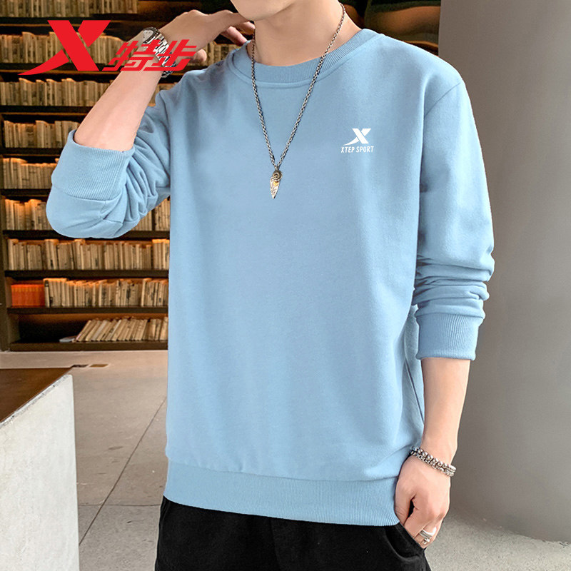 XTEP SPORTS SWEATSHIRT MENS SIMPLE AND VERSATILE FALL MENS CASUAL PULLOVER ROUND NECK TOP LOOSE MENS LONG SLEEVES