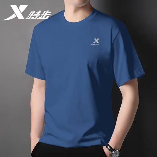 特步T恤短袖男2025夏季新款冰丝透气宽松官方正品半袖t运动服上衣