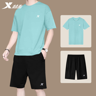 特步运动套装男夏季新款青少年