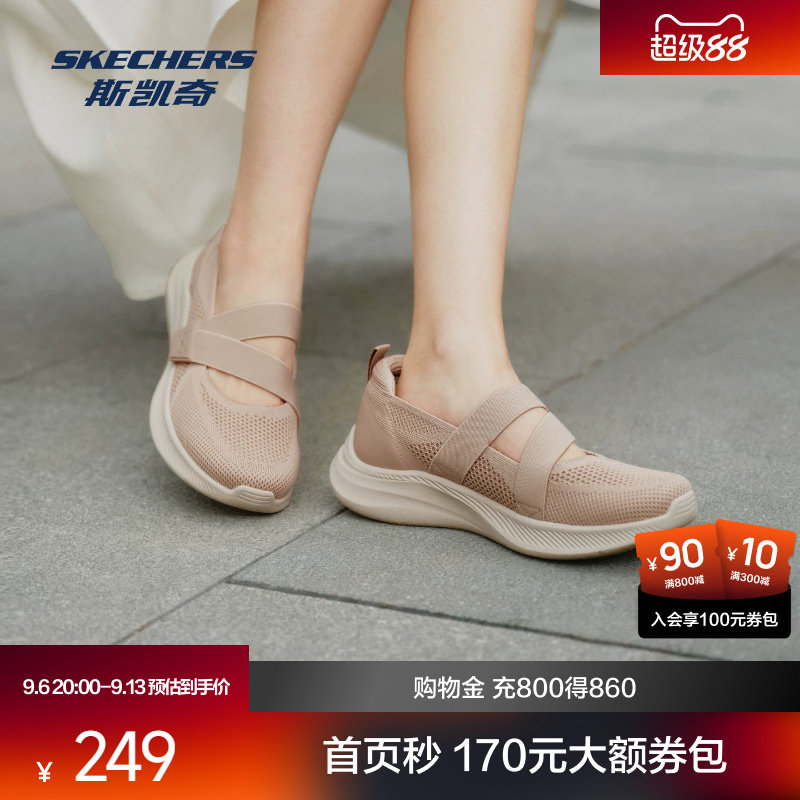 斯凯奇玛丽珍女鞋2026早秋新款魔术贴一脚蹬透气舒适网布休闲鞋图片