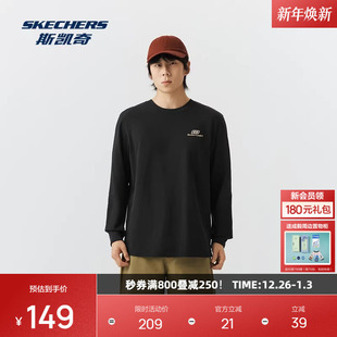 男女同款 斯凯奇长袖 新品 2025年冬季 圆领休闲宽松百搭打底 T恤衫