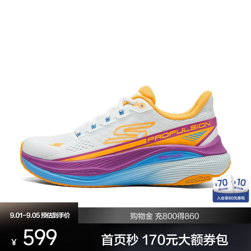 斯凯奇夏季新品专业跑步鞋女款轻质减震针织耐磨防滑拼色运动鞋图片