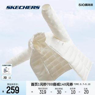 防泼水衣服轻盈保暖防寒情侣外套 Skechers斯凯奇羽绒服男女新款