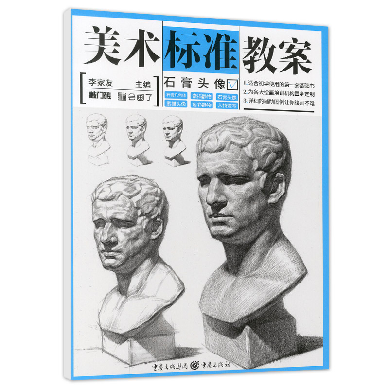 敲门砖.美术标准教案-石膏头像 李家友主编 重庆出版社 绘画 新华书店正版图书籍