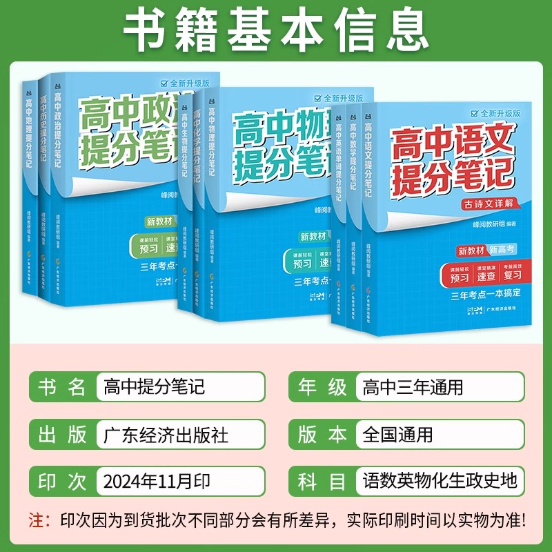 2025新版高中提分笔记高中新教材新高考语文数学化学生物地理英语历政高中必修上下册必修高一二三复习学霸手写提分
